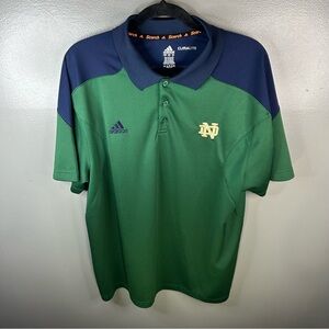 Adidas Notre Dame Fighting Irish Climalite Blue Green Golf Polo Shirt Size Large